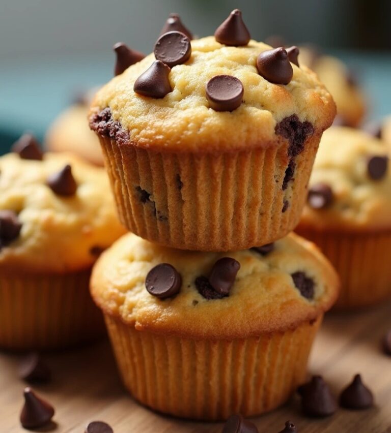Easy Muffins With a Secret – Cottage Cheese Makes Them Moist and Protein-Rich 6 cottage cheese chocolate chip muffins fresh from the oven