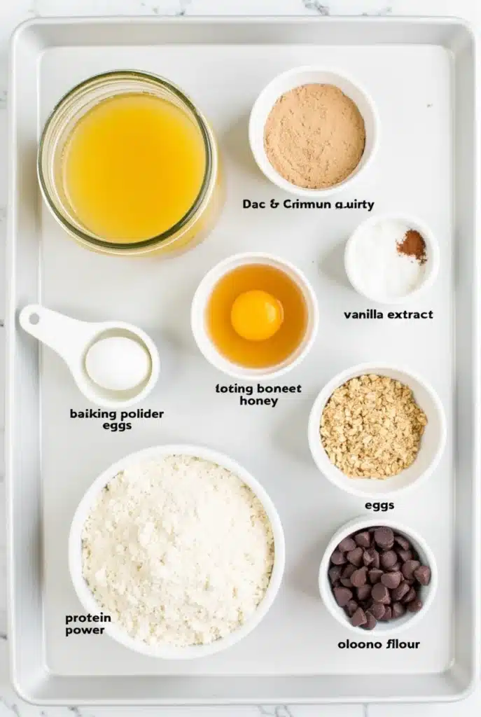 Banana Protein Muffins – The Best High-Protein Snack You’ll Love 7 Banana protein muffin ingredients laid out